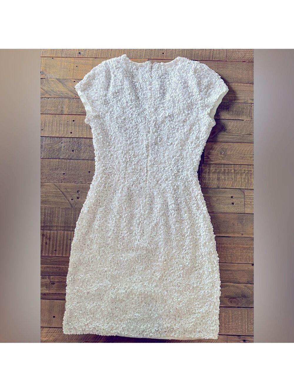 Parker Serena White Sequin Mini Dress Size 4 - Picture 6 of 11